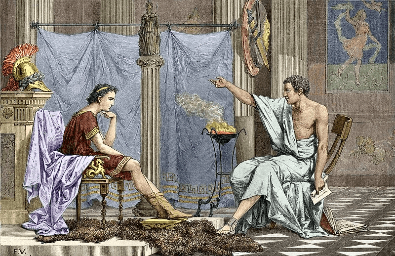 Aristotle teaching the young Alexander